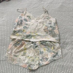 Jenny Yoo Pastel Floral Lace Pajama Set